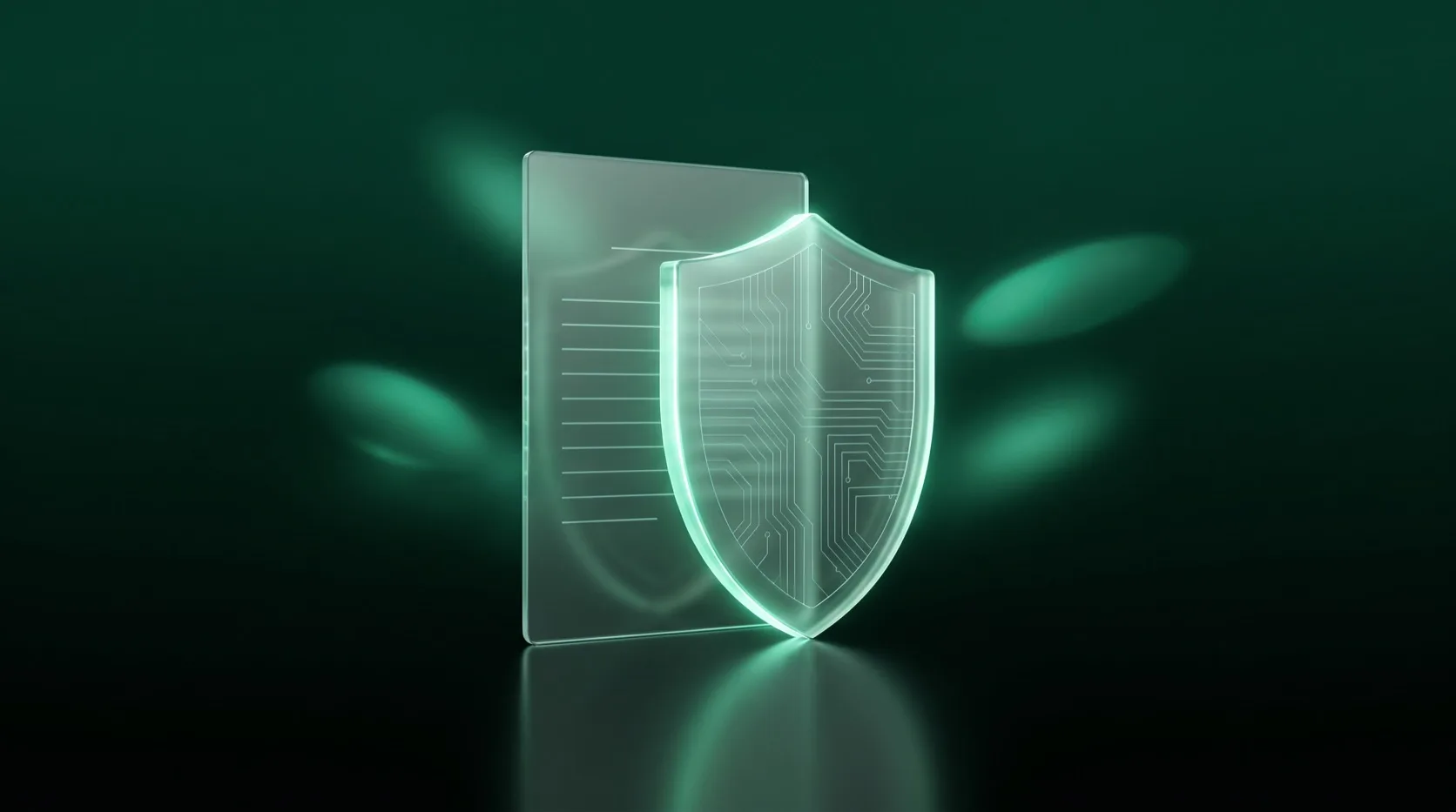 AI policy for law firms: a glass shield with circuit lines standing in front of a legal document