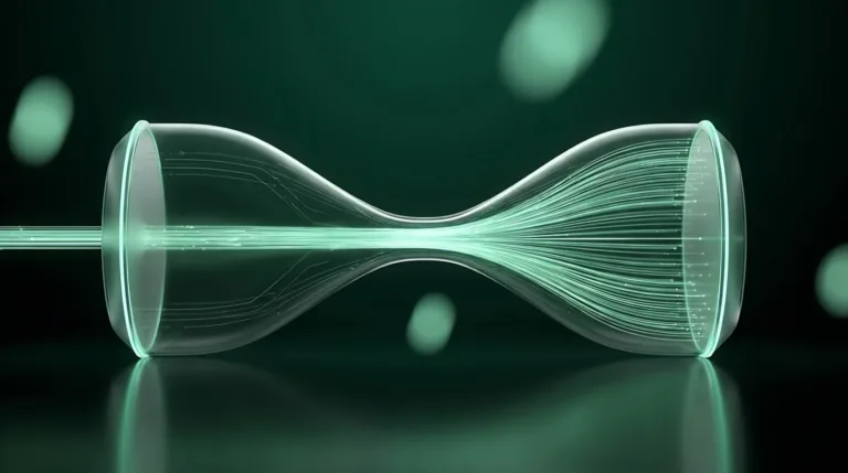Scale operations without hiring: a glass bottleneck with a stream of light flowing through and fanning out wider